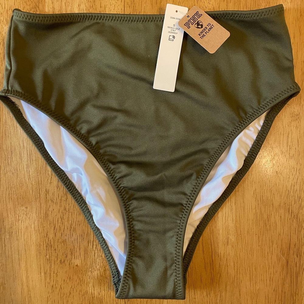 NEW Victoria Secret's PINK vintage green active bikini bottoms size small.